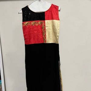 Indian Pakistani kurti black gold pink tunic kurta